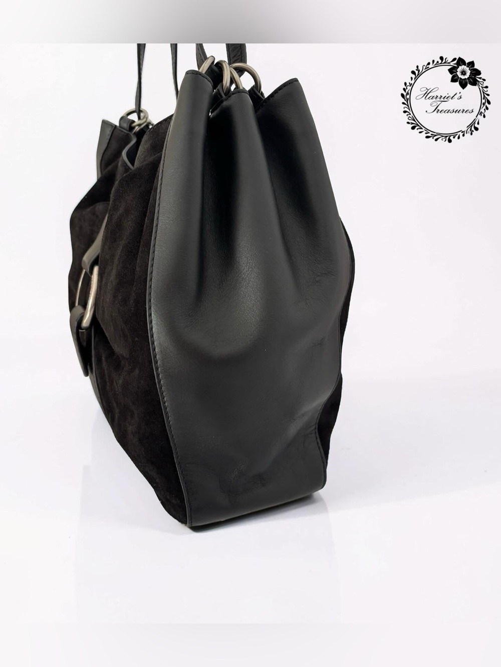 Michael Kors Black Suede Shoulder Bag with Ring Detail - Picture 2 of 6